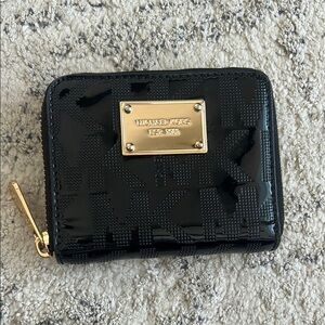 Michael Kors Black Patent Mini Wallet with Gold Plate